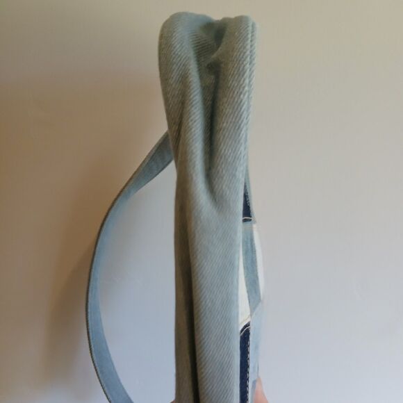 Y2K American Eagle Patchwork Blue Denim Shoulder Bag Jean Purse 5.5"x10" - Picture 4 of 11